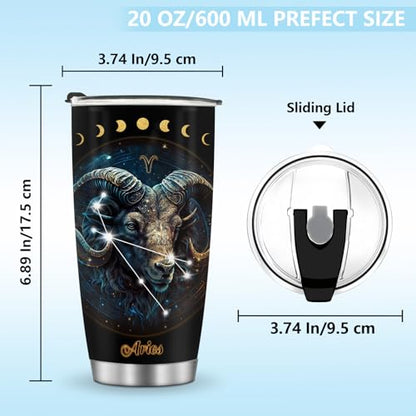 Horoscope Aries Insulated Tumblers Mug Cup Gifts for Birthday Boys Girls Men Women Son Daughter Travel Essentials Accessories Must Have Cold Iced - color: Aries-651