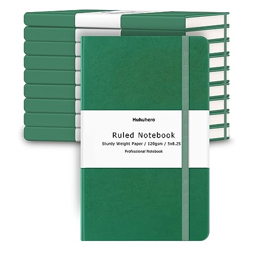 Huhuhero Notebooks Journal, Ruled Notebook, Premium Thick Paper Lined Journal, Black Hardcover Notebook for Office Home School Business Writing Note Taking Journaling, 5"×8.25" (10, Green) - color: Green, size: 10