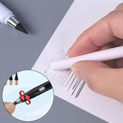 XIUSHE 8PCS Infinity Forever Pencils for Writing-0.7mm Infinite Everlasting Metal Inkless Pencils Set,Technology Magic Writing Pencil For School Office Professional Use (Style,8) - style: Style,8