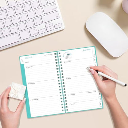 2026-2027 Pocket Planner/Calendar - 2026-2027 Planner from July 2026 - June 2027, Planner 26-27 with 12 Tabs, Twin-Wire Binding, Inner Pocket, 3.75" x 6.75, Teal - color: Teal, size: 3.75" x 6.75"