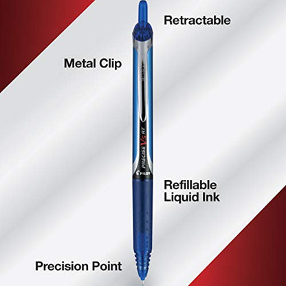 Pilot Precise V5 RT Refillable & Retractable Rollerball Pens, Extra Fine Point Pens 0.5 mm, Blue, Pack of 12 - Ideal for School, Journaling & Office Writing - color: Blue, size: 12 Count (Pack of 1)