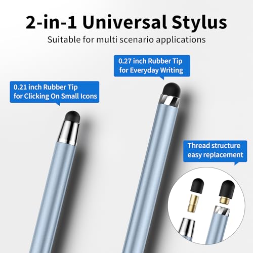 Stylus Pen for Touchscreen,5 PCS Stylus,2-in-1 High Sensitivity & Accuracy | Rubber tip,No Connection Required,Compatible with iPad, iPhone, Android, and Switch - color: Silver/Blue/Rose Gold/Purple/Light Green
