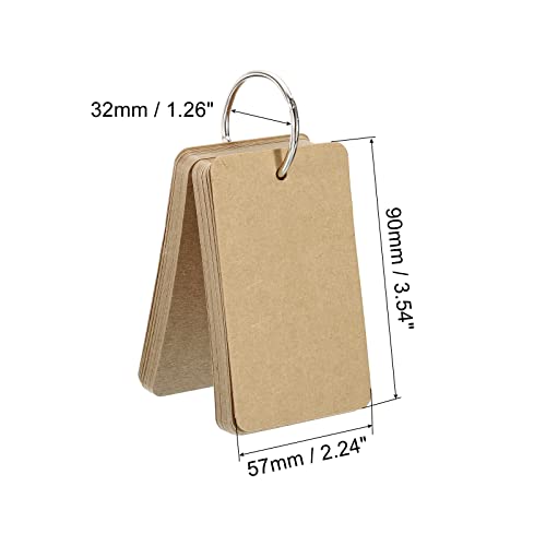 PATIKIL Blank Index Cards with Ring, 300Pcs Blank Flash Card 3.5" x 2" Note Card Study Card for Memory Learning Studying Office Supplies, Brown - color: Brown