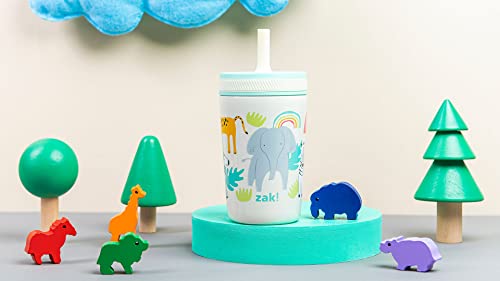 Zak Designs Kelso Toddler Cups For Travel or At Home, 12oz Vacuum Insulated Stainless Steel Sippy Cup With Leak-Proof Design is Perfect For Kids (Safari) - color: Safari