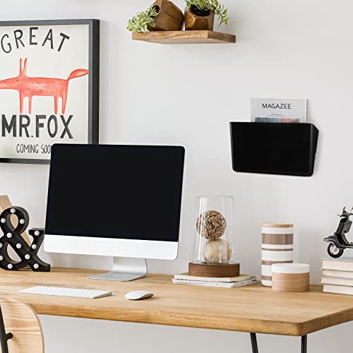 Colarr 8 Pcs Wall File Holder Organizer Plastic Wall Mount Mail Organizer with Screws Single Pocket Hanging Folder Paper Magazine Holder for Walls Office Home Classroom(Black) - color: Black