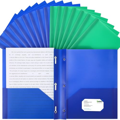 Patelai 48 Pcs Plastic Folders with 2 Pockets and 3 Prongs Home Folders with Card Slot Letter Size Heavy Duty Report Covers for Back to School(Blue, Green,Classic) - color: Blue, Green, style: Classic