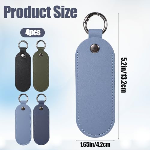4PCS Anti Lost Small Protective Case Cover with Keychain, Leather Storage Case, Flash Drive Case, Portable Small Storage Carrying Case for USB Flash Drive/Card Reader/Voice Recorder