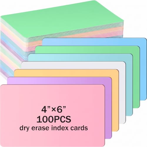 Harloon 100 Pcs Dry Erase Index Cards 3 x 5 Inch Laminated Reusable Dry Erase Note Cards Sheets for Office Home Housework to Do Lis (Candy Color) - color: Candy Color, size: 3 x 5 Inch