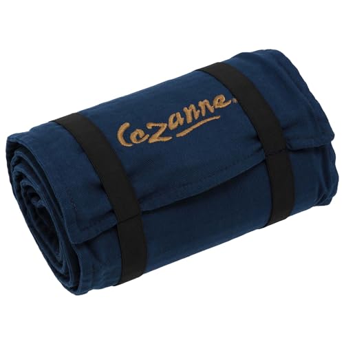 Cezanne Artist Pencil Case - Durable Blue Cotton Canvas Roll-Up Travel Art Case w/ Zipper Art Pouch for Artists, Professionals - Lightweight, Portable Organization- up to 120 Colored Pencils - size: 120