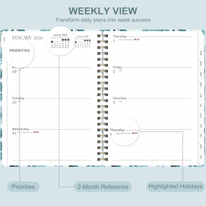 2026 Planner, Weekly and Monthly Calendar Planner Agenda, Jan 2026 - Dec 2026, Planning Academic Book, Office Desk Accessories and School Supplies - A5 (6.3'' x 8.5'') - color: C-Blue Blossoms