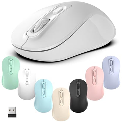Wireless Mouse, 2026 New Model, Silent Click Ergonomic Design, Portable, 4 Buttons, Adjustable DPI (800/1200/1600), for Laptop/PC/Office (White) - color: white