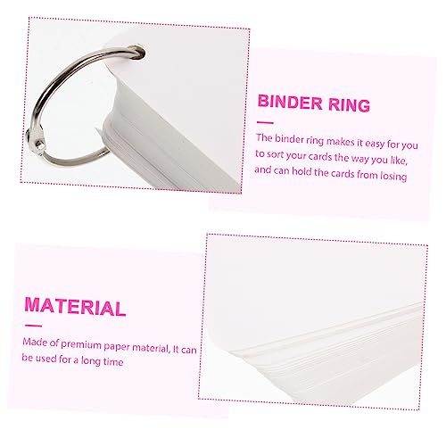 200 Blank Flash Cards with Metal Binder Rings Pre Hole Punched Index Notecards for Studying DIY Note Pads for Home and Office