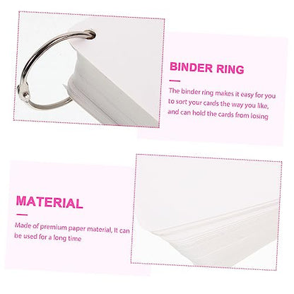200 Blank Flash Cards with Metal Binder Rings Pre Hole Punched Index Notecards for Studying DIY Note Pads for Home and Office