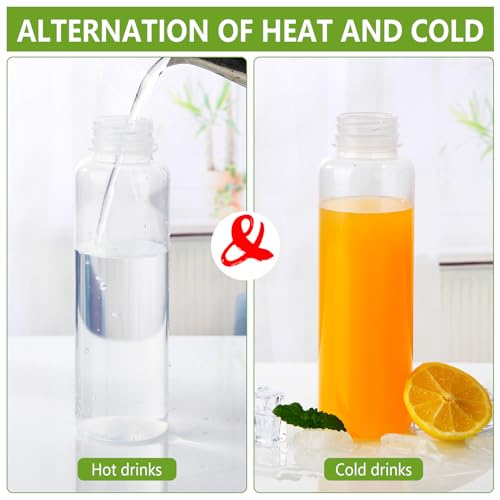 zmybcpack 12 Pack 12oz Plastic Juice Bottle with Cap Dishwasher Safe | Reusable Juicing Bottles Heat-Resistant, Bulk Beverage Containers with Lids for Juice (Handheld Pull Ring Cap) - size: 12oz 12pack (white lids)