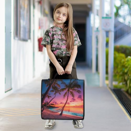 3 Ring Zipper Binder Pink Sunset Ocean Beach Binders Bag with Shoulder Strap 500 Sheets Paper Organizer Trapper Keeper Documents Storage File Folder for School Office - color: A495