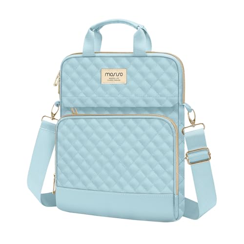 MOSISO 12.9 inch Tablet Sleeve Bag for iPad Pro 13 M4&iPad Air 13 M3 M2,iPad Pro 12.9 M2 M1 6/5,Surface Laptop Go 12.4,Galaxy Tab S8+/S9+ 12.4,Square Quilted Carrying Case with 2 Pockets, Ice Blue - color: Ice Blue, size: 12.9 inch