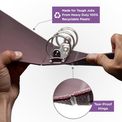 Carstens 3-Inch Heavy Duty 3-Ring Binder - Side Opening, Plum, Durable Plastic, Precision No-Gap Rings, Waterproof Cover, No Pockets, Holds 400 US Letter Sheets, BPA-Free, Made in USA (1711-3R) - color: Mulberry, size: Case of 14
