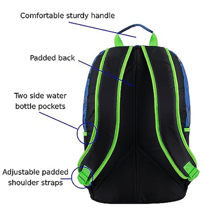 FUEL Lunch Backpack Set Teens Student Water Resistant Bookbag Bag Soft Reusable Insulated Cooler Lunch Box Thermal Travel Office Lunch Bag, Dinosaur Black Blue - color: Blue Dinosaur