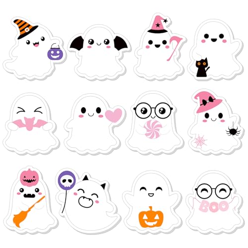 Yinder 24 Pads Cute Sticky Notes Fun Kawaii Ghost Sticky Notes Pads Bulk Cartoon Memo Self Adhesive Gift for Valentines Veterinary Office School Tab Party Supplies - style: Ghost