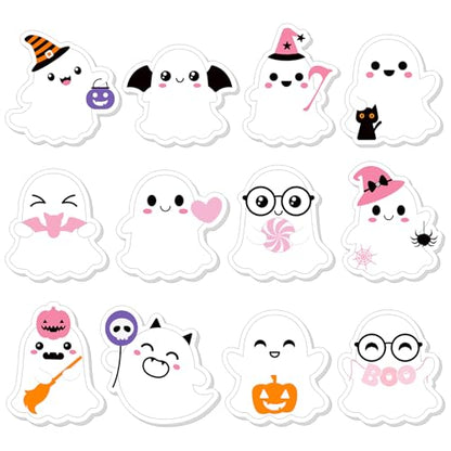Yinder 24 Pads Cute Sticky Notes Fun Kawaii Ghost Sticky Notes Pads Bulk Cartoon Memo Self Adhesive Gift for Valentines Veterinary Office School Tab Party Supplies - style: Ghost