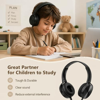 8 Pack Classroom Headphones Bulk, Headphones for Kids, Students On Ear Headsets, 3.5mm Jack Over-Ear Headphones Wired School Supplies, Adjustable Fit