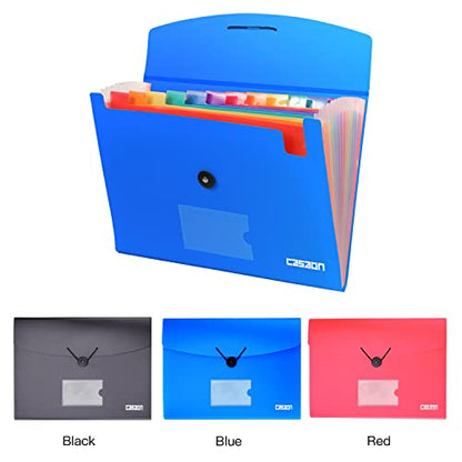 3 Pack 13-Pocket Expanding File, Plastic Expandable File Folder with Pockets, Accordion Organizer Folder - Black&Blue&Red - size: 3Pack-13Pocket