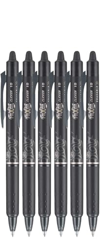 FriXion Clicker Retractable Erasable Gel Pen, Black, Bold Point, 6-pk; Bundle with Plastic Reusable Pouch - color: Black, size: 1 Count (Pack of 6)