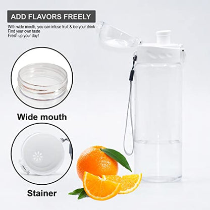 Clear Plastic Water Bottle | No Markings 24oz Chug Lid Sports Water Bottle | Leak Proof Re-Usable Flip Top Plastic Drinks Bottles for School, Exams, Office, Gym, Cycling (Clear-24oz) - color: Clear-24oz