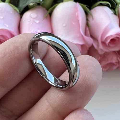 TUTISS 3mm 4mm 5mm 6mm 7mm 8mm 10mm Silver/Gold Tungsten Rings for Men Women Couple Fashion Jewelry Engagement Wedding Bands Domed Polished Comfort Fit - color: 4mm Tungsten