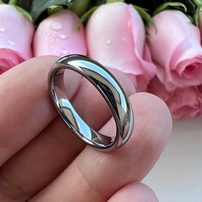 TUTISS 3mm 4mm 5mm 6mm 7mm 8mm 10mm Silver/Gold Tungsten Rings for Men Women Couple Fashion Jewelry Engagement Wedding Bands Domed Polished Comfort Fit - color: 4mm Tungsten