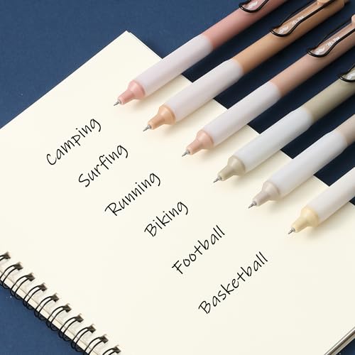 Mr. Pen- Retractable Gel Pens, 6 Pack, Black Ink, Boho Barrels | Fine Point 0.5 mm, Fast Dry, Smooth Writing, Cute Pens for Drawing, Writing Planner and School Supplies - color: Boho Barrels, size: 6 Pack