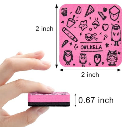 OWLKELA 30Pcs Dry Erase Erasers, Magnetic Whiteboard Eraser, Mini Whiteboard Cleaning Pads for Classroom, Office and Home, Pink - color: Pink, size: 30 Pcs
