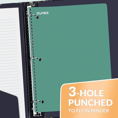 SUNEE Spiral Notebook, 1-Subject, Graph Ruled Paper, 8" x 10-1/2", 70 Sheets, 5 Squares per inch Spiral Grid Notebooks for Work, Home, School, Writing, Green - color: Green