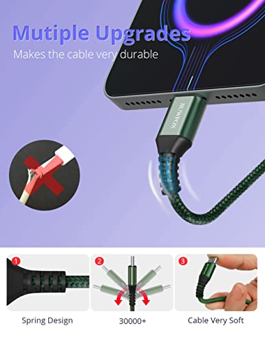 JIUWFOX 3Pack 10 ft USB C to USB C Cable 60W Fast Charging for iPad Pro/Air/mini, iPhone 17/17 Pro/17 Pro Max, Galaxy S25 S24 A56 A36, Green
