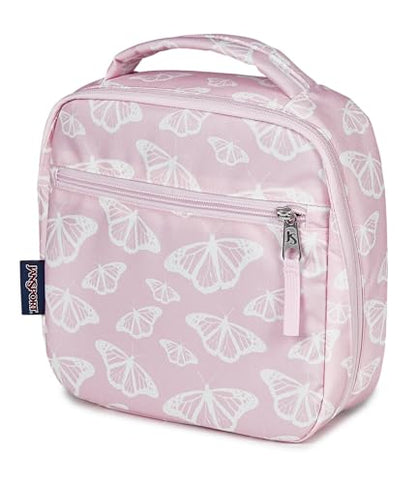JanSport Lunch Break Insulated Cooler Bag - Leakproof Picnic Tote, Flutter By - color: Flutter By Pink Ice/White/Pink Ice