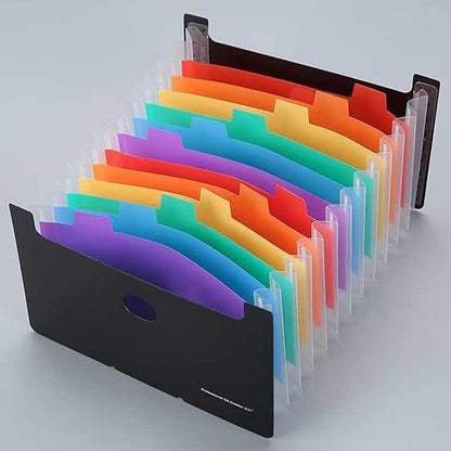 A5 Expanding File Organizer with 13 Pockets, Rainbow Accordion File Folder for Receipts and Checks, Portable Standing Document Holder for Office, Home and Travel, Black
