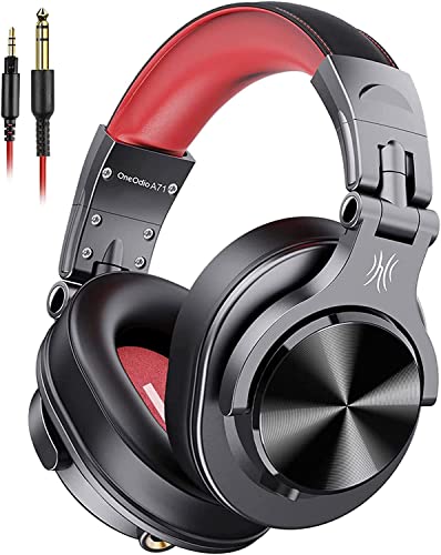 OneOdio A71 Hi-Res Studio Recording Headphones - Wired Over Ear Headphones with SharePort, Monitoring Mixing Foldable Headset with Stereo Sound, 3.5/6.35MM Jack for PC Computer DJ Guitar-Red - color: Red