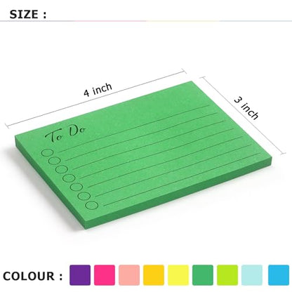 Eastern Wolf 9 Pads to Do Lined Sticky Notes, 9 Bright Multi Colors Self-Stick Note Pads, 3x4 Inch with Line Adhesive Memo Sticky Notes Notepad, 50 Sheet/Pad