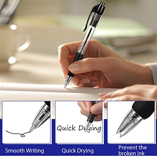 Fainne 200 Pack Retractable Ballpoint Pen 1.0 mm Medium Point Refillable Smooth Click Writing Pens With Grip for Work Journal Writing Office School Supplies(Black Ink, Blue Ink) - color: Black Ink, Blue Ink