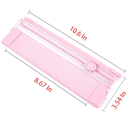 A4 Pink 10.5 Inch x 3.5 Inch Paper Cutter for Cutting Paper, Coupon, Label, Cardstock, and Scrapbooking Craft for Office and Home (Pink) - color: Pink