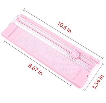 A4 Pink 10.5 Inch x 3.5 Inch Paper Cutter for Cutting Paper, Coupon, Label, Cardstock, and Scrapbooking Craft for Office and Home (Pink) - color: Pink