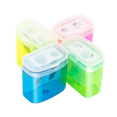 KIDMEN 12 PCS 2 Holes Small Manual Pencil Sharpener with Lid,for Kids,School - style: Small Pencil Sharpener