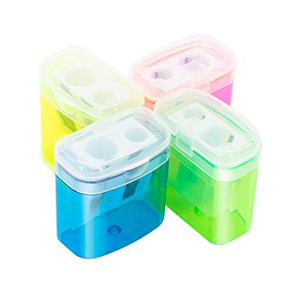 KIDMEN 12 PCS 2 Holes Small Manual Pencil Sharpener with Lid,for Kids,School - style: Small Pencil Sharpener
