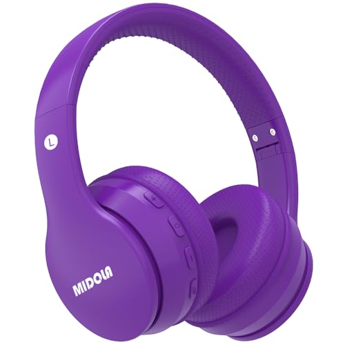 MIDOLA Kids Bluetooth Headphones 68H Play Time,Volume Limit 85/94dB, Foldable Lightweight Wireless Over-Ear Headphone for Kid Toddler Child Pad Tablet,Headsets with Built-in Mic Purple - color: Purple