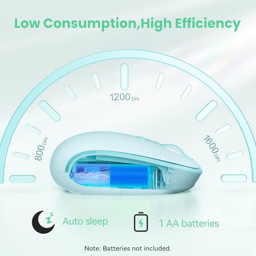 TECKNET Wireless Mouse,Bluetooth Mouse (BT5.3/5.0 & 2.4G) with USB Receiver Silent Optical Computer Mice，Wide Compatibility - color: Green