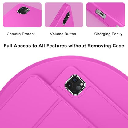 ZryXal iPad Pro 11 Inch Case (M5) 2025/ (M4) 2024 (Model: A2836/A2837/A3006), Trifold Stand Smart Cover with Pencil Holder and Soft TPU Back, Auto Wake/Sleep (Deep Pink) - color: Deep Pink