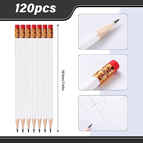 TecUnite 120 Pcs #2 HB Pencils with Eraser No 2 Unsharpened Wooden Hexagonal Pencils for Adults Gifts for School Exam art Learning Office Sketching(White) - color: White
