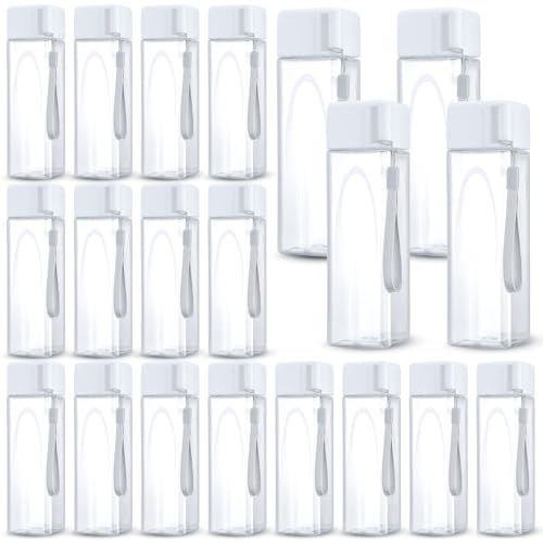 Nuogo 20 Pcs Water Bottles Bulk 17 oz Plastic Sports Water Bottles for Kids Adults Reusable Leak Proof Portable Large Drinking Cups for School Outdoor Gym Travel Fitness(White) - color: White