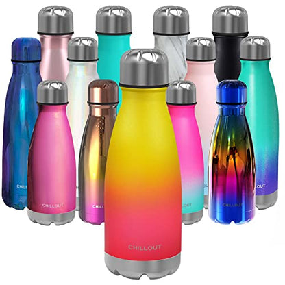 CHILLOUT LIFE 12oz Kids Insulated Stainless Steel Water Bottle, Leak Proof | Small Metal Water Bottle, Keeps Drinks Cold 24H & Hot 12H, Leak-Proof Screw Lid, Perfect for School, Travel & Sports - color: Nectarine