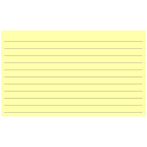 Colonial Cards: 150 Color Cardstock 3" x 5" Index Cards, Light Yellow, Lined Landscape Format - color: light yellow